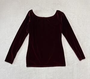 Project Social T Shirt Womens Small Red Velvet Round Neck Long Sleeve